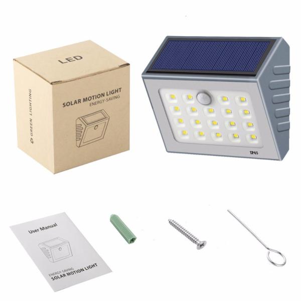 Solar Motion Sensor Light Outdoor, 19 LED Wall Light Solar Powered Garden Light, Waterproof Wireless Security Lights