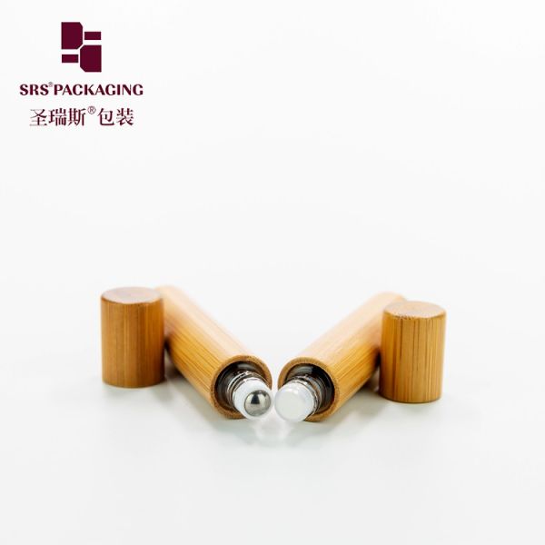 BG(S)-8ML Natural Oraganic Bamboo Cosmetic Container For Herbal Extracts With White Pe Insert Housing With Steel Ball