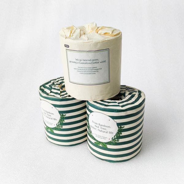 Custom 3-Ply Biodegradable Bamboo Toilet Paper Roll Soft Virgin Pulp Bathroom Tissue with Bamboo Towel Made-to-Order