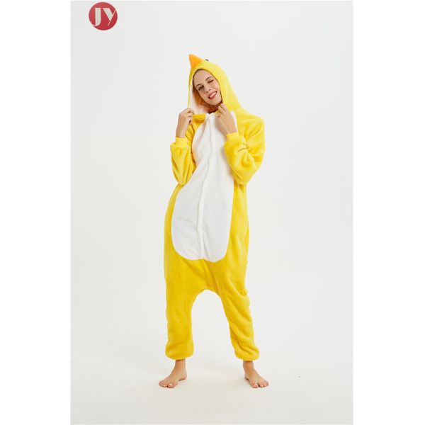 Wholesale Soft Fluffy Flannel Yellow Chicken Kigurumi Costume Pajamas