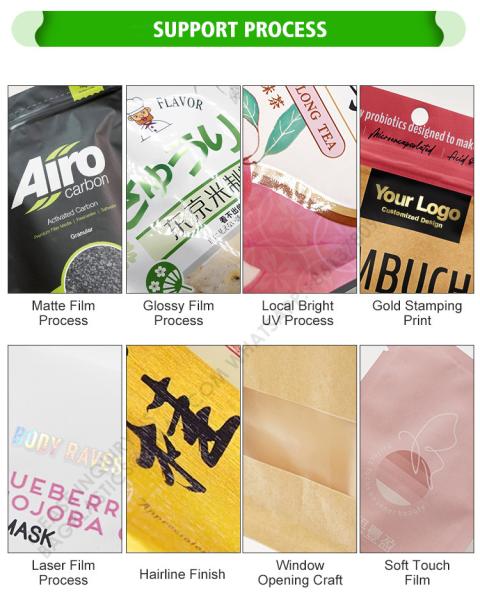 Resealable Food Packaging Stand Up Pouches Dried Fruit Snacks Zip Bags Self-Sealing Bags