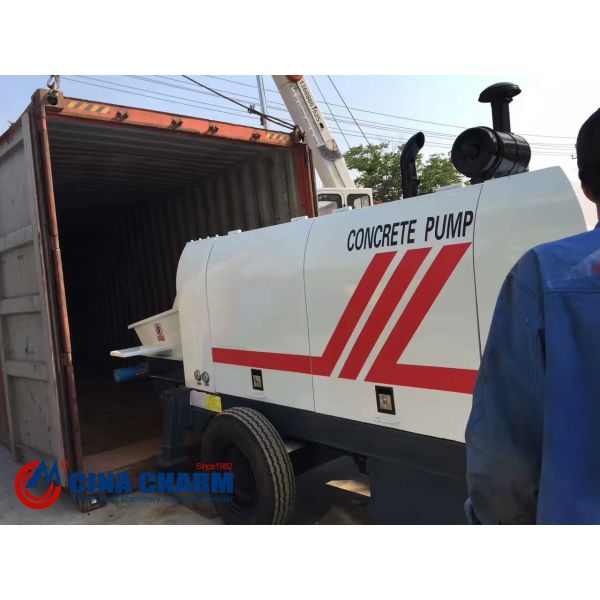 Гидравлический мобильный дизельный трейлер 40m3/h установил конкретный насос s - клапан трубы