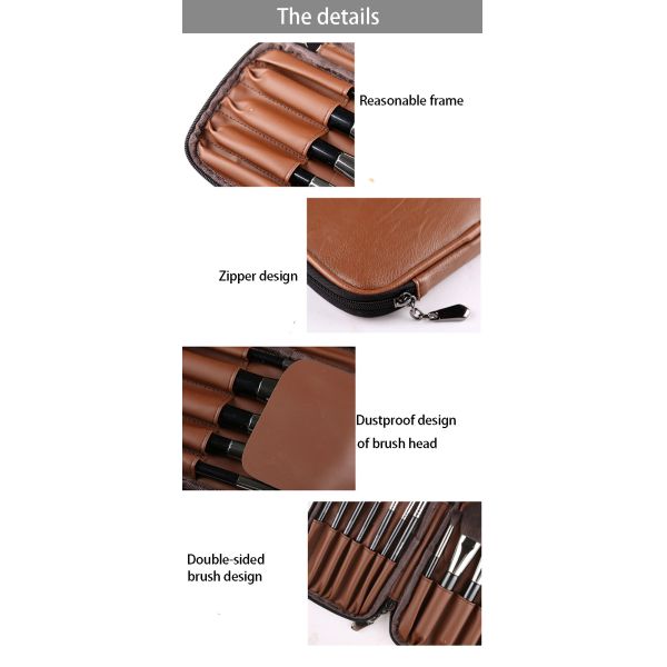 Large capacity zipper brush bag, brush set, makeup tool, makeup brush, 12 brush drum bags