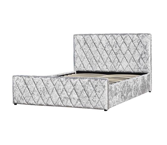 Ottoman Gray Velvet Tufted Storage Bed Frame Gas Lift OEM ODM