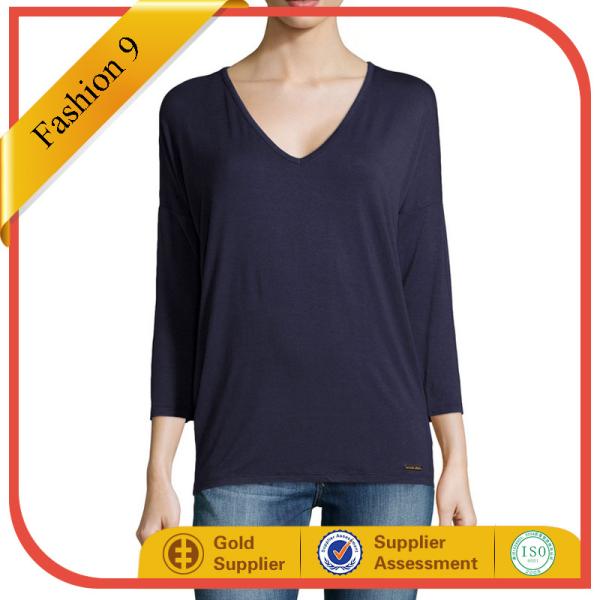 Zip-Back V-Neck Knit Top