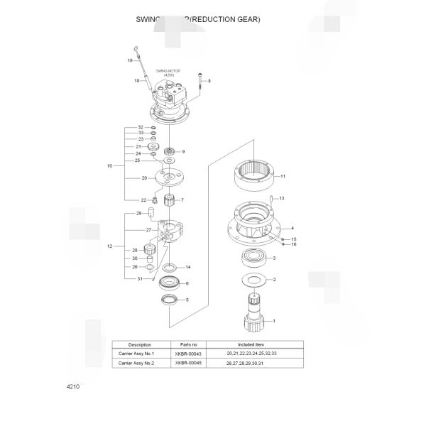A engrenagem planetária giratória de eixo da movimentação parte componentes giratórios do eixo de XKBR-00063 R80-7