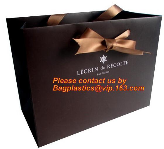 luxury Custom color shopping paper carrier bag hot sale, OPP PET PVC colorful wedding candy gift paper bag, BRAND LOGO