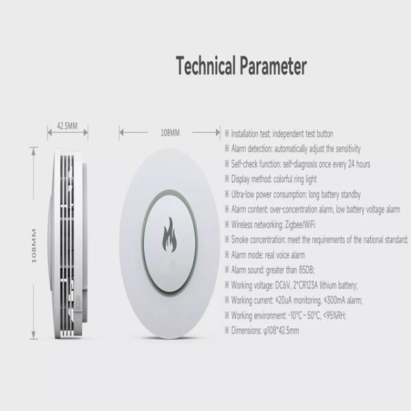 Capteur de densité de fumée de capteur de détecteur de fumée de détecteur de fumée de Glomarket Tuya Zigbee WIFI
