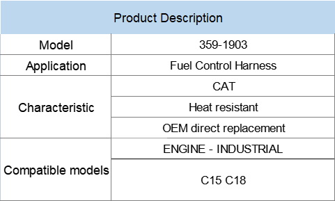 359-1903 Heat Resistant Engine Industrial Accessories Fuel Control Harness
