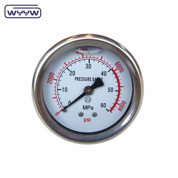 Manômetro de pressão axial da bomba de óleo industrial Dimensão do mostrador de 60 mm