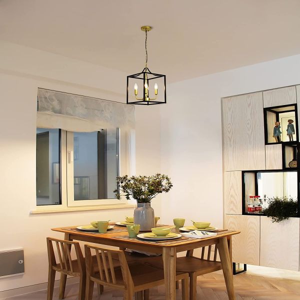 Industrial Metal Lantern Chandeliers 4-Light Adjustable Height Farmhouse Chandelier(WH-CI-136)