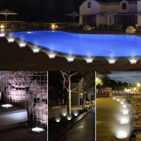 8 LED Outdoor Solar Power LED Lawn Light For Gardens Polycrystalline Silicon