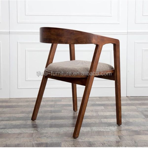 Silla de madera natural/de nuez moderna, sencilla para el hogar, comedor, bar, silla de cuero de PU para la venta