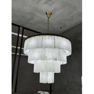 Zhongshan High Quality Modern Round Alabaster Balloon Dinning Plaster Chandelier New Designer Long Marble Lights for Home