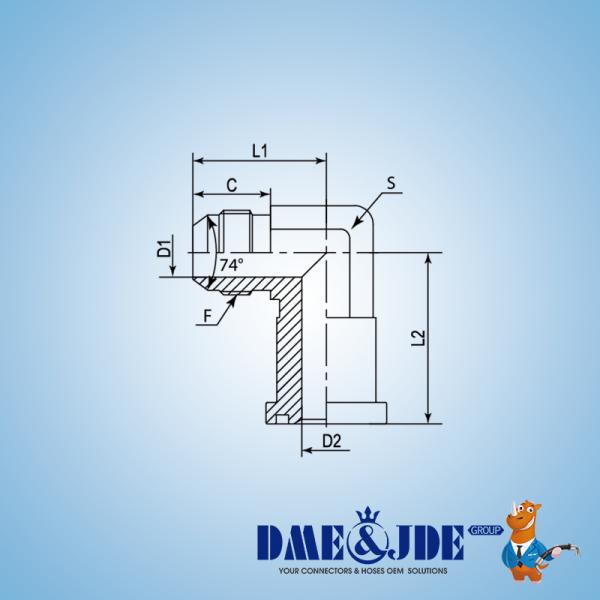 JIC Male 74° Hydraulic Hose Flange 90° Forged Elbow DAJCM9334