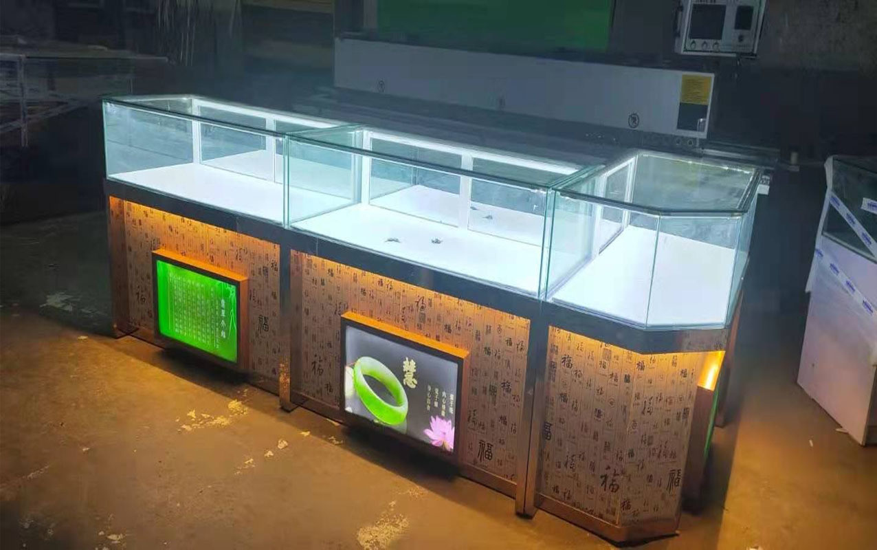 Custom Logo Commercial Sectional Furniture with Glass Display Cabinet and LED Lights
