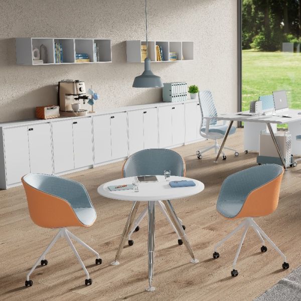 Support customization Modern Style Office Furniture Table With White Countertop And Sturdy Metal Steel Legs