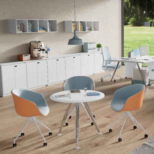 Mobiliário de escritório de estilo moderno mesa com balcão branco e pernas de metal e aço resistentes