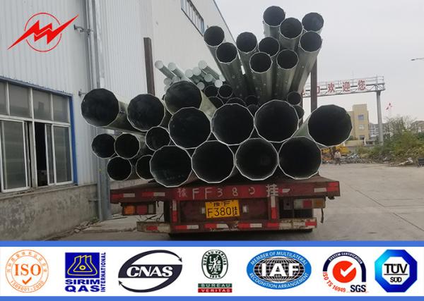 Galvanization 18m Steel Utility Pole Power Line Pole For 33kv Transmission Line