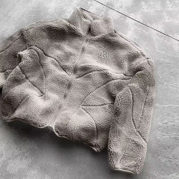 Korean Fashion Oem Custom Streetwear Sherpa Jacket Winter Coat Polar Fleece Warm Embroidered logo Sherpa Jacket Low Price