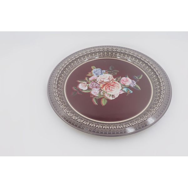 SS Gold Bottom Dinnerware 33cm Round Dinner Plate For Weddings