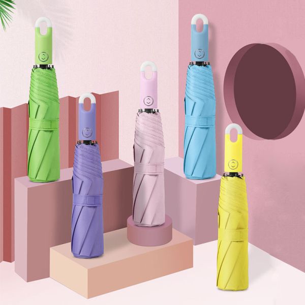 Wholesale Full automatic Lock Handle Triple folding Multi Colors Umbrella Dropship Accept