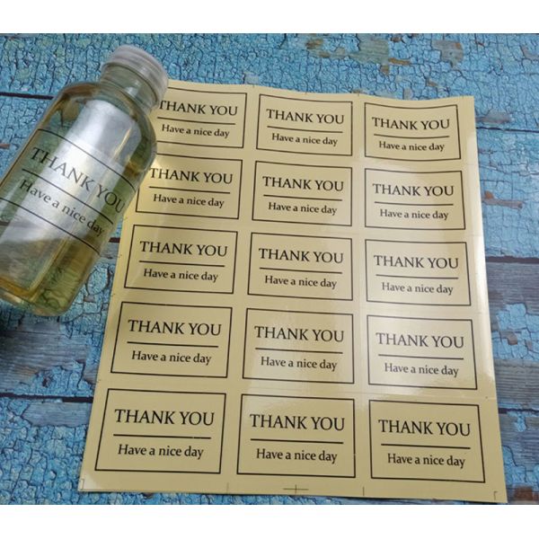 Embossed PVC Transparent Thank You Sticker Labels Printing Paper For Food Packaging