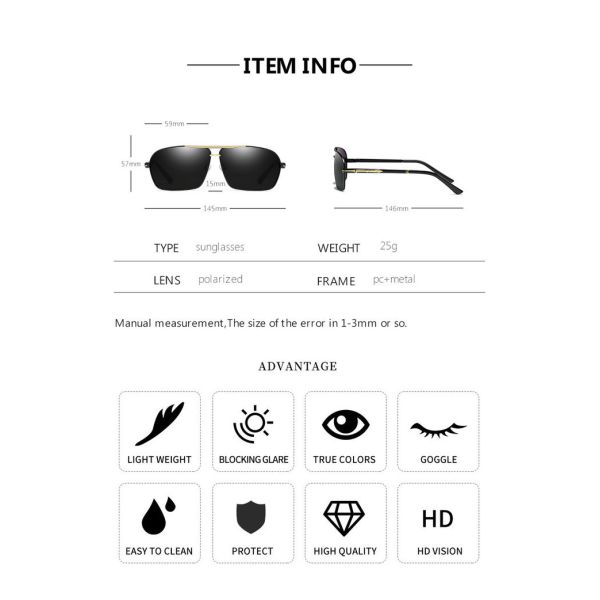 UV400 Mens Luxury Sunglasses Bridge Sport Metal Frame TAC Man Night Driving