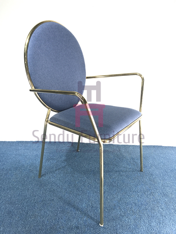 Luxury Round Back Stainless Steel Restaurant Chairs Velvet Arm With SS Frame