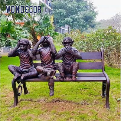 Vida feita sob encomenda - estátuas sábias de bronze dos macacos do tamanho três para a decoração do jardim
