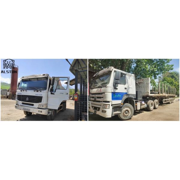 Red Euro 2 Used Howo Trucks , HW76 Cab Second Hand Dumper Truck