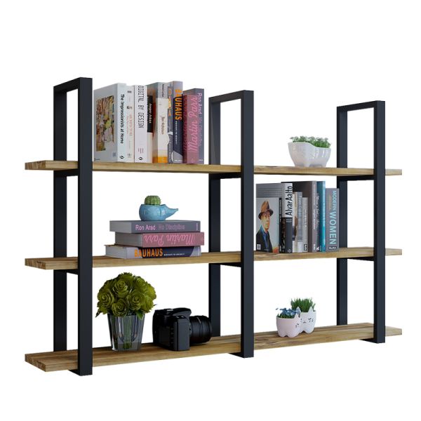 Multi-Purpose Metal and Bamboo Wall Mount Shelves for Living Room