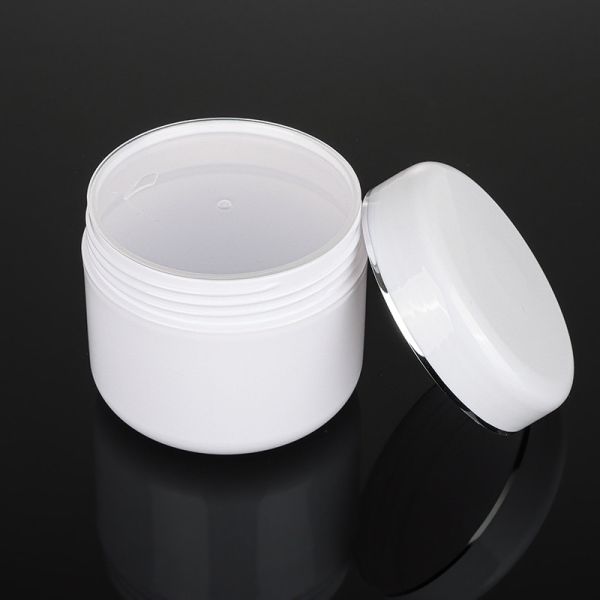 PET Cream Packaging Jar Silver Line Round Shape , 2 Oz Cosmetic Containers