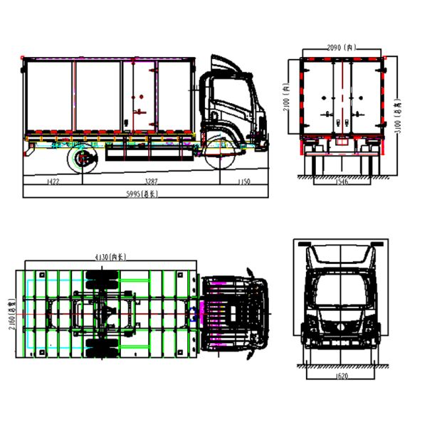 EQ5040EV Dongfeng EVElectric box truck 5950 X 2250 X 3000MM Lithium Iron Battery 81/108KWH Range 220KM