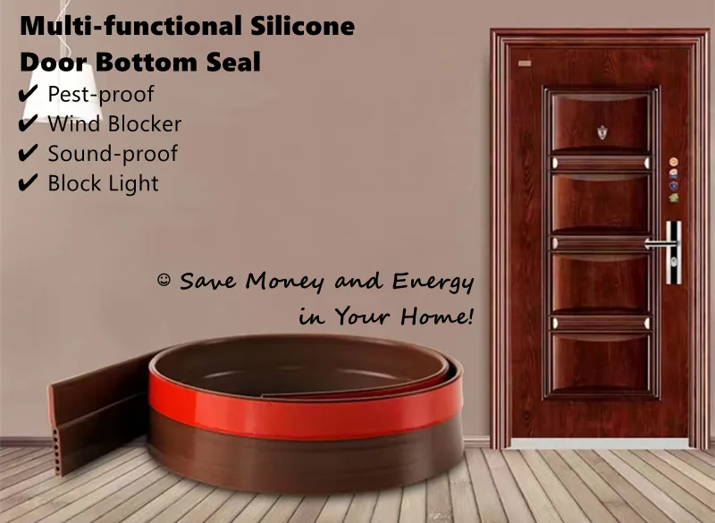 Silicone Rubber Door Sweep Draft Stopper Home Weather Stripping Under Door Bottom for Interior Doors Seal Strip