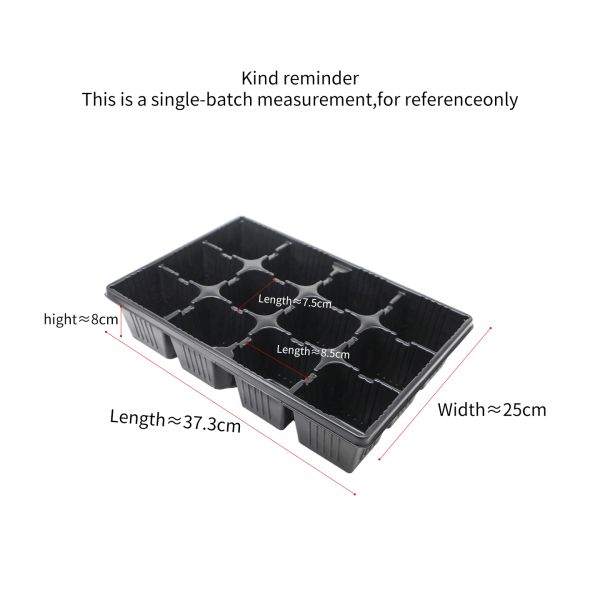 Customized 12 Grid Vacuum Formed Plastic Thickened Black PP Plant Seed Seedling Planting Tray With Holes