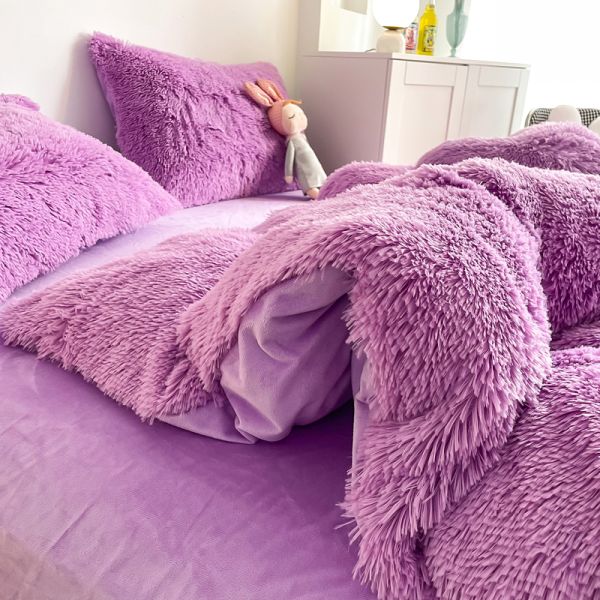 Двойная королева король твердый цвет утолщенный теплый винк бархатный 4 шт.