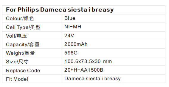 Anaesthesia Battery For Phil ips Dameca siesta i breasy