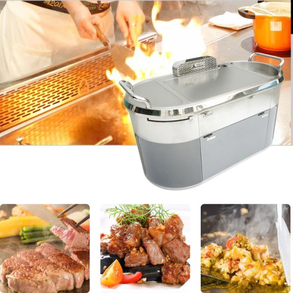 Fumée mobile électromagnétique d'acier inoxydable de Tableau de gril de Teppanyaki en bas d'échappement