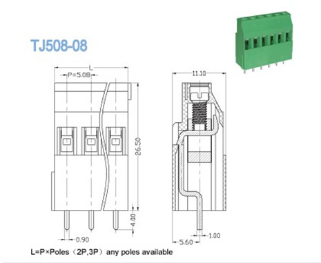 Pitch 5.08mm PCB Mount Terminal Block , Electrical Terminal Blocks