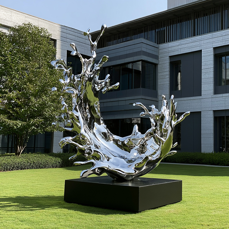 Custom Splashing Liquid Stainless Steel Sculpture for Public Art Spaces