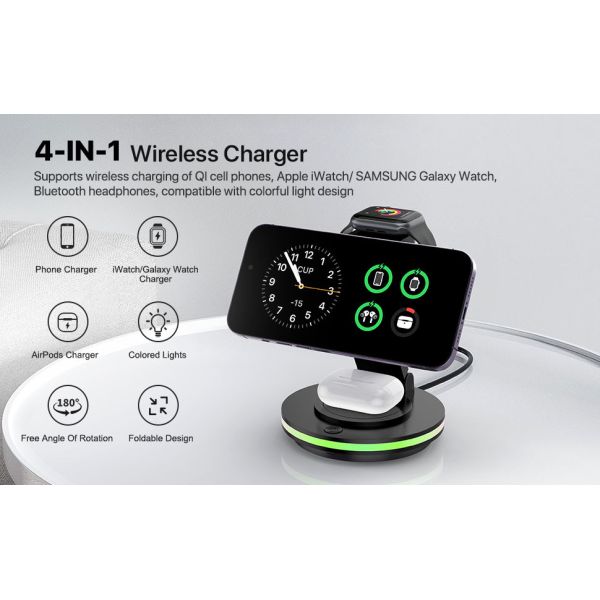 Safety Features Overheat Protection Magnetic Wireless Charger 15W Type-C Input Interface