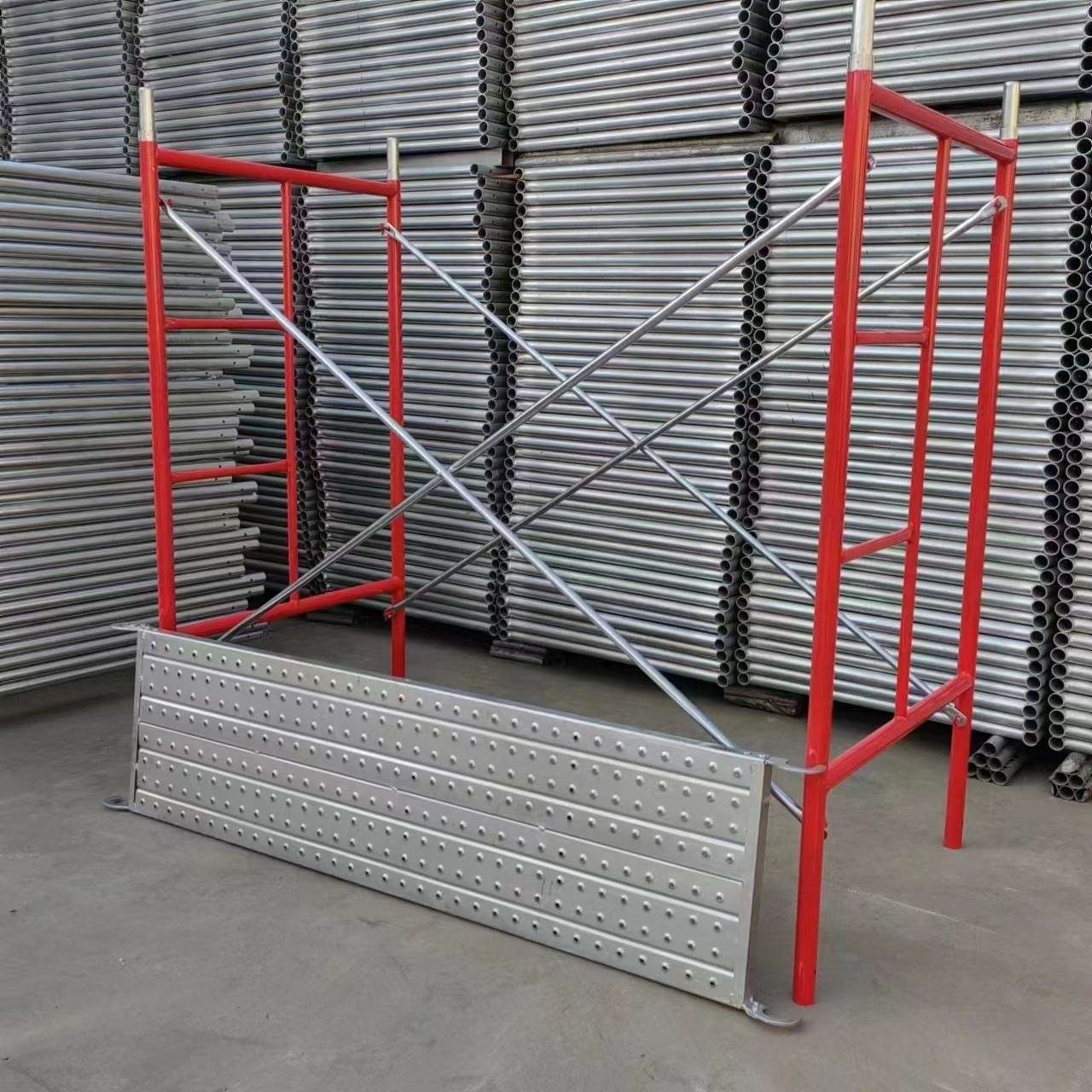 Hot-dip Galvanized Frame Scaffolding System with 10kN - 35kN Load Capacity and Adjustable Height Construction Platform