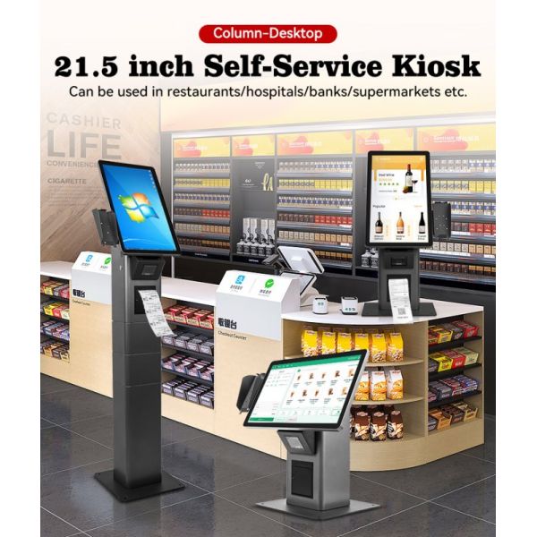 21.5 Inch Touch Screen Self-Service Kiosk with NFC Payment and Customizable OS for Restaurants and Retail