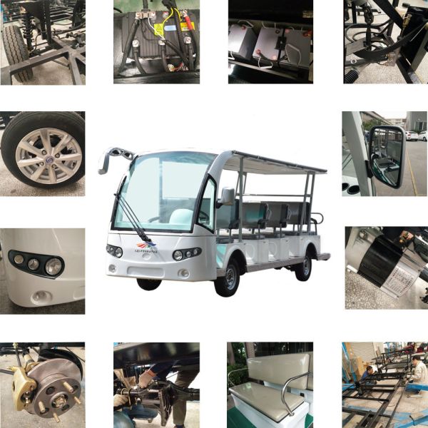 White 14 Seats Tourist Resort Car Battery Used Electric Sightseeing Car With Sunshade