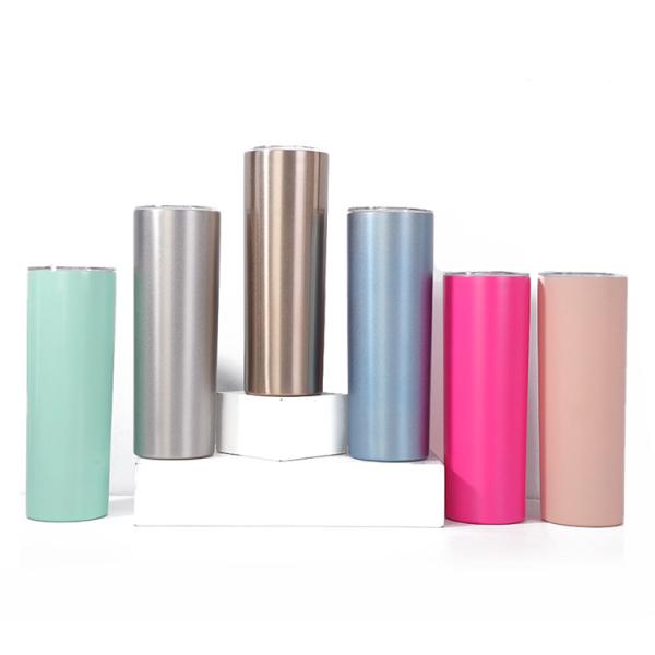 Skinny 20oz Stainless Steel Tumbler With Clear Lid And Straws