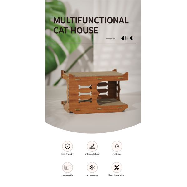 Cat's Paradise Corrugated Cardboard Cat Scratcher Lounge House with Custom Design