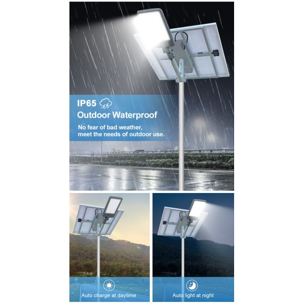 Outdoor Split Solar Street Light, High Brightness 160lm/w, 60–240 LED, IP65 Waterproof, Energy Efficient