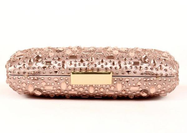 Bling Champagne Rhinestone Clutch Evening Bag , Hot Fixed Box Clutch Evening Bags