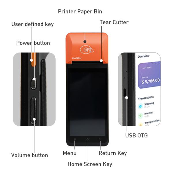 Android 12 POS Touch Display Handheld Mini Android POS Machine 5.5 Inch